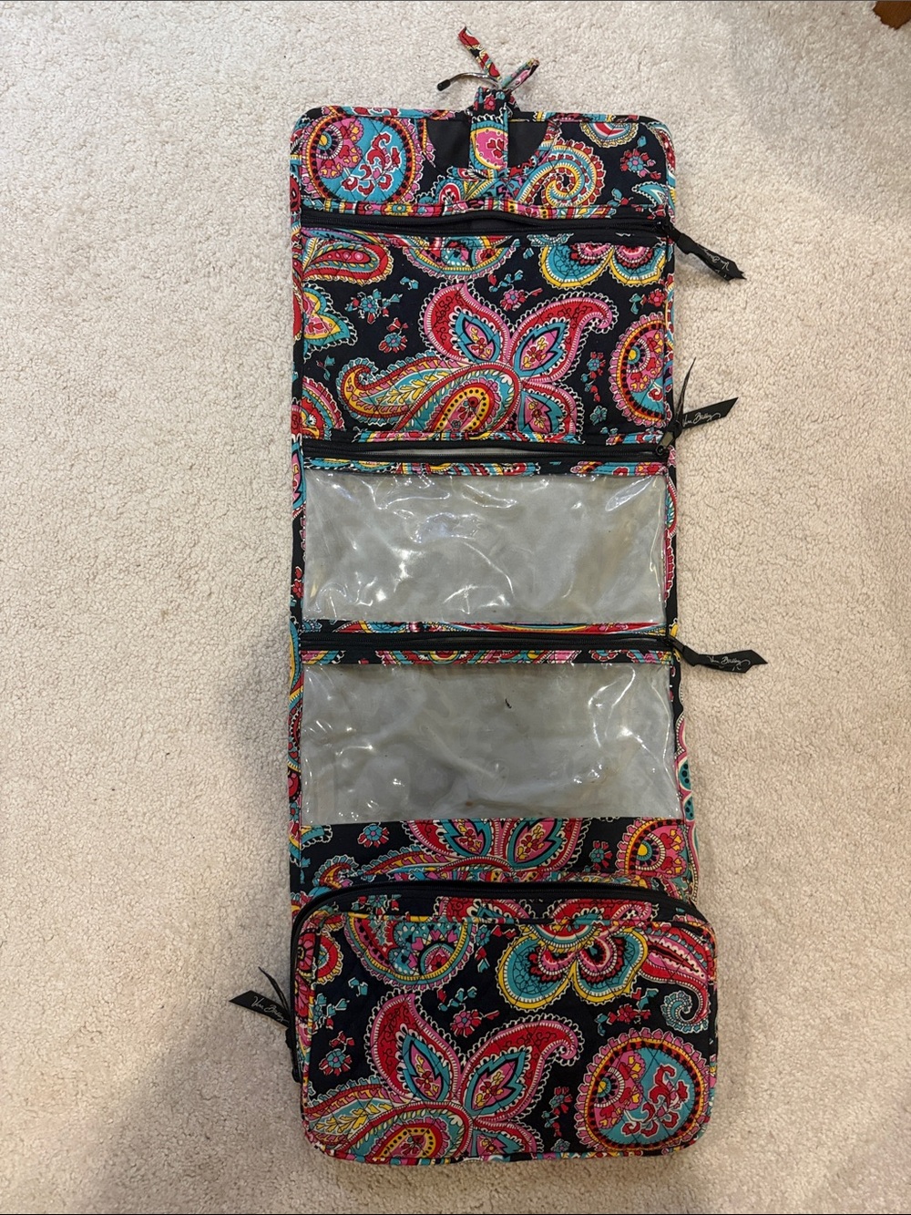 Vera Bradley Multicolor Paisley Quilted Travel Hanging Toiletry and Makeup Bag